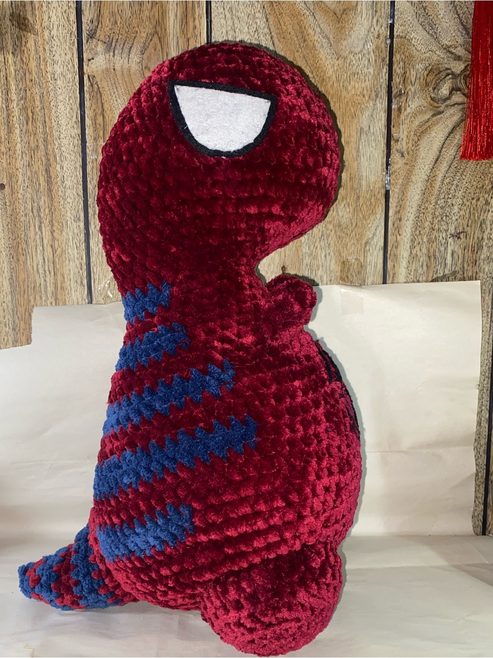 Handmade crochet spider man inspired plushie